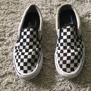 Checker board slip on vans